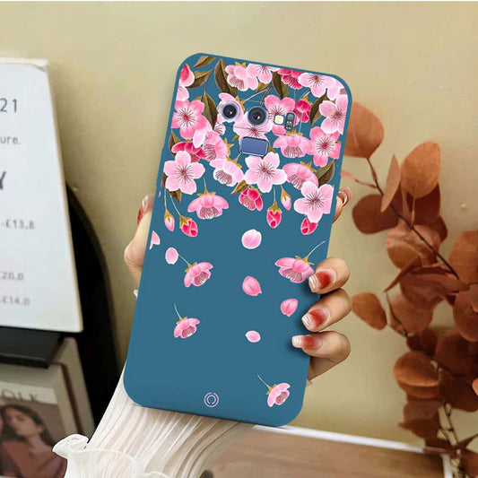 Samsung Galaxy Note 9 Cover - Blue - D3 - ONation Nature Floral Series - HQ Liquid Silicone Soft Case