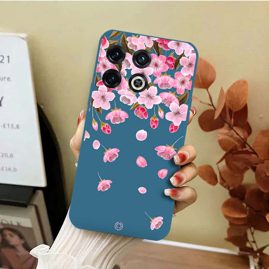OnePlus 10 Pro Cover - Blue - D3 - ONation Nature Floral Series - HQ Liquid Silicone Soft Case