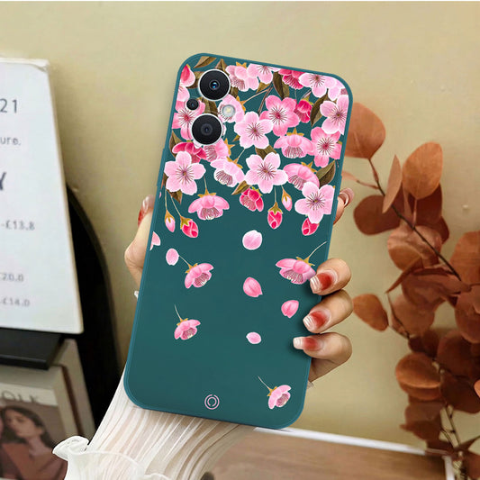 Oppo Reno7 Z 5G Cover - Dark Green - D3 - ONation Nature Floral Series - HQ Liquid Silicone Soft Case