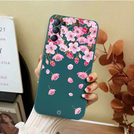 Oppo Reno 5 Pro 5G Cover - Dark Green - D3 - ONation Nature Floral Series - HQ Liquid Silicone Soft Case
