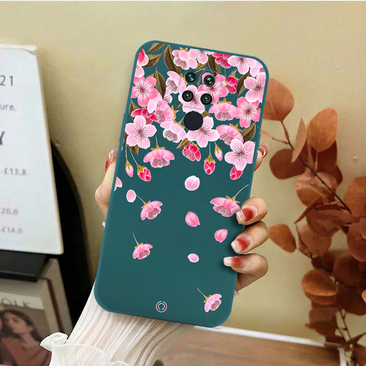 Xiaomi Redmi 10X 4G Cover - Dark Green - D3 - ONation Nature Floral Series - HQ Liquid Silicone Soft Case