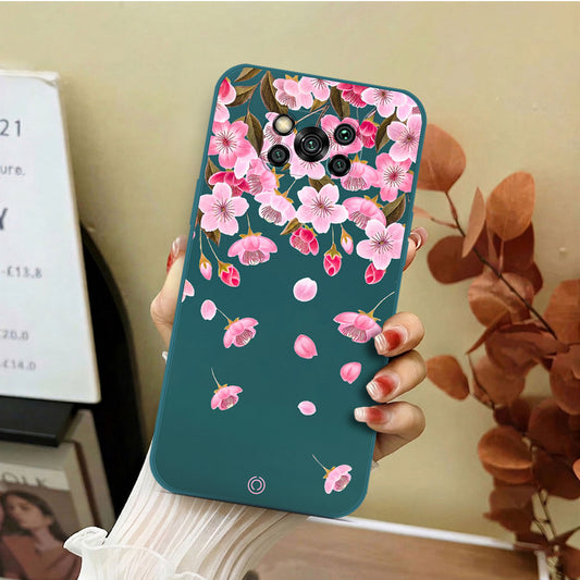 Xiaomi Poco X3 Cover - Dark Green - D3 - ONation Nature Floral Series - HQ Liquid Silicone Soft Case