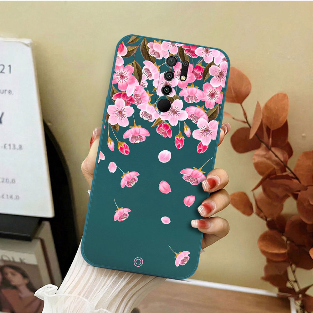 Xiaomi Poco M2 Cover - Dark Green - D3 - ONation Nature Floral Series - HQ Liquid Silicone Soft Case