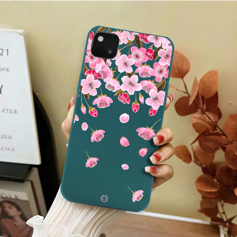 Google Pixel 4 XL Cover - Dark Green - D3 - ONation Nature Floral Series - HQ Liquid Silicone Soft Case