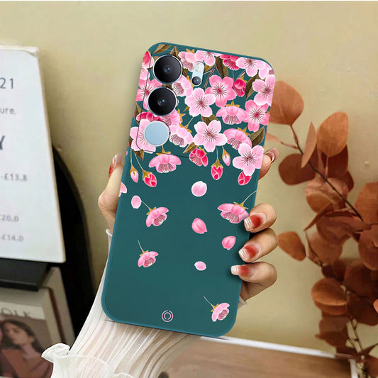 Vivo S17 Cover - Dark Green - D3 - ONation Nature Floral Series - HQ Liquid Silicone Soft Case