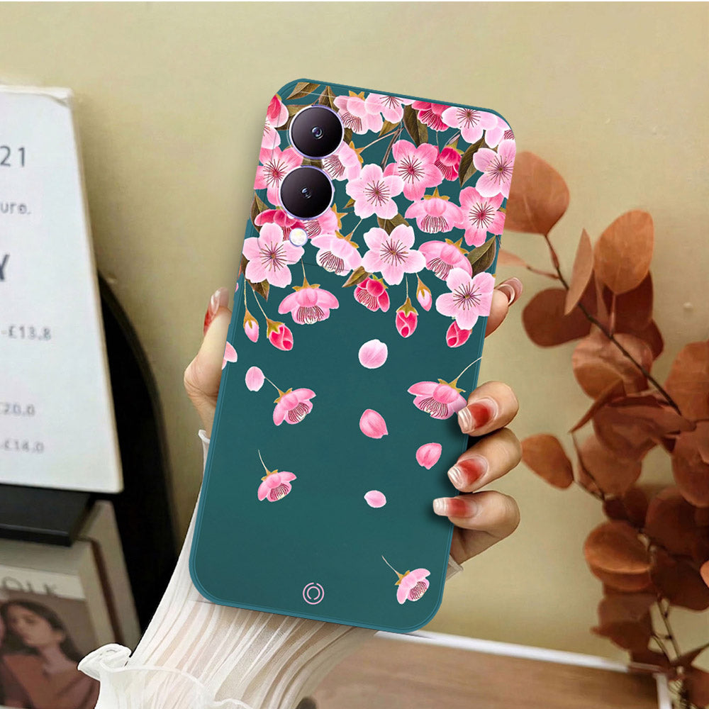 Xiaomi 13T Cover - Dark Green - D3 - ONation Nature Floral Series - HQ Liquid Silicone Soft Case