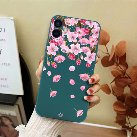 iPhone 12 Mini Cover - Dark Green - D3 - ONation Nature Floral Series - HQ Liquid Silicone Soft Case