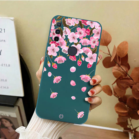 Oppo A32 Cover - Dark Green - D3 - ONation Nature Floral Series - HQ Liquid Silicone Soft Case