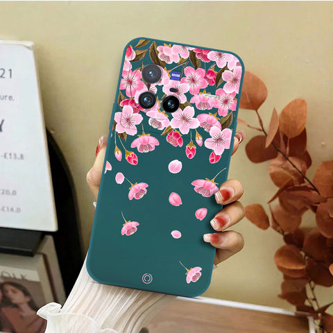 Vivo X80 Cover - Dark Green - D3 - ONation Nature Floral Series - HQ Liquid Silicone Soft Case