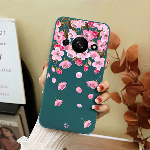 Xiaomi Redmi A3 Cover - Dark Green - D3 - ONation Nature Floral Series - HQ Liquid Silicone Soft Case