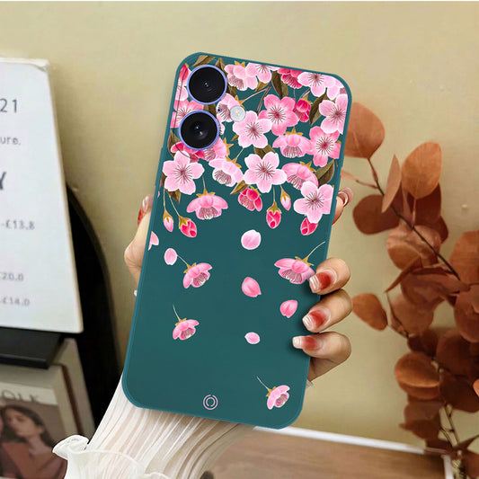 iPhone 16 Cover - Dark Green - D3 - ONation Nature Floral Series - HQ Liquid Silicone Soft Case
