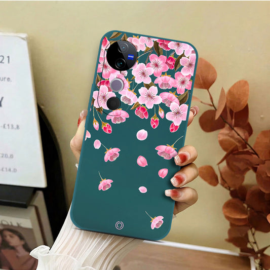 Vivo S19 Cover - Dark Green - D3 - ONation Nature Floral Series - HQ Liquid Silicone Soft Case