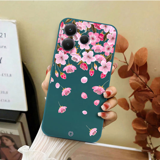 Xiaomi Redmi Note 14 4G Cover - Dark Green - D3 - ONation Nature Floral Series - HQ Liquid Silicone Soft Case