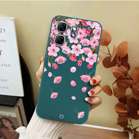 Infinix Hot 50i Cover - Dark Green - D3 - ONation Nature Floral Series - HQ Liquid Silicone Soft Case