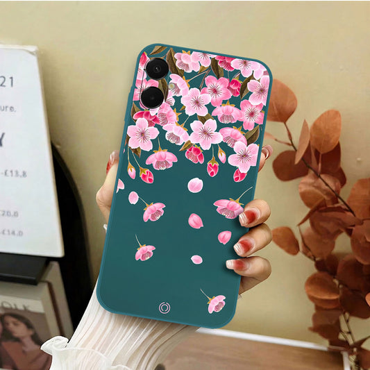 Samsung Galaxy A06 Cover - Dark Green - D3 - ONation Nature Floral Series - HQ Liquid Silicone Soft Case