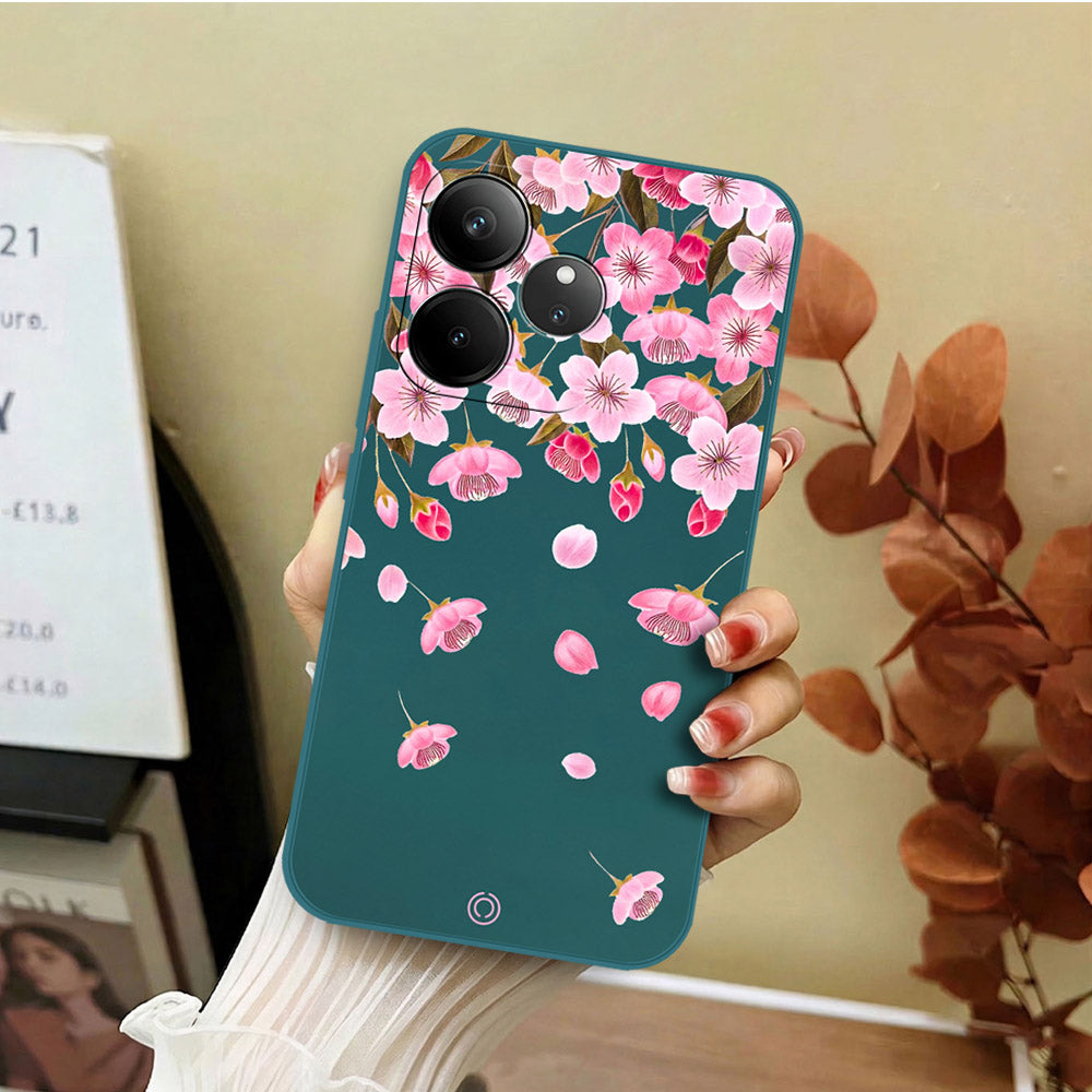 Realme GT Neo 6 SE Cover - Dark Green - D3 - ONation Nature Floral Series - HQ Liquid Silicone Soft Case