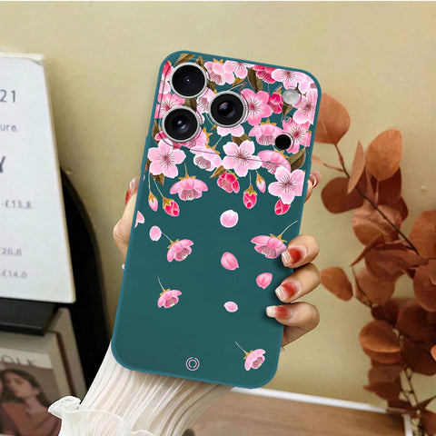 iPhone 17 Pro Cover - Dark Green - D3 - ONation Nature Floral Series - HQ Liquid Silicone Soft Case