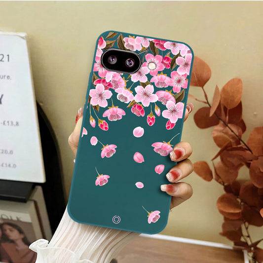 Google Pixel 9a Cover - Dark Green - D3 - ONation Nature Floral Series - HQ Liquid Silicone Soft Case