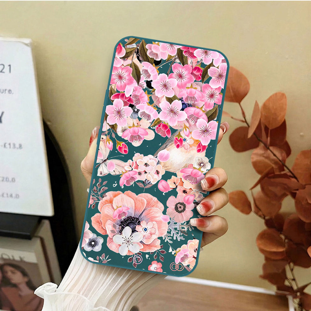 Samsung Galaxy S26 Ultra Cover - Dark Green - D3 - ONation Nature Floral Series - HQ Liquid Silicone Soft Case