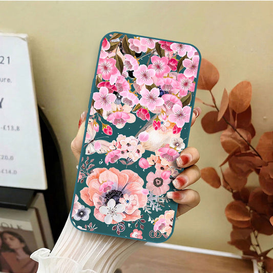 Samsung Galaxy S26 Ultra Cover - Dark Green - D3 - ONation Nature Floral Series - HQ Liquid Silicone Soft Case