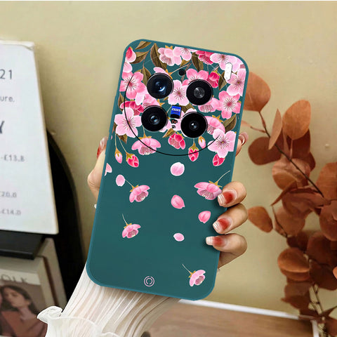 Vivo X200 Pro Cover - Dark Green - D3 - ONation Nature Floral Series - HQ Liquid Silicone Soft Case