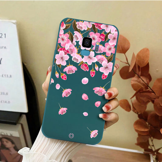 Samsung Galaxy S9 Cover - Dark Green - D3 - ONation Nature Floral Series - HQ Liquid Silicone Soft Case