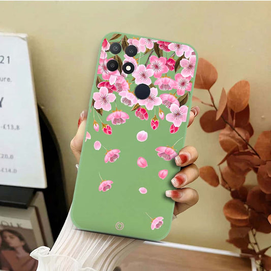 Oppo A15 Cover - Light Green - D3 - ONation Nature Floral Series - HQ Liquid Silicone Soft Case