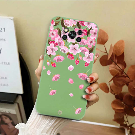 Xiaomi Poco X3 Cover - Light Green - D3 - ONation Nature Floral Series - HQ Liquid Silicone Soft Case