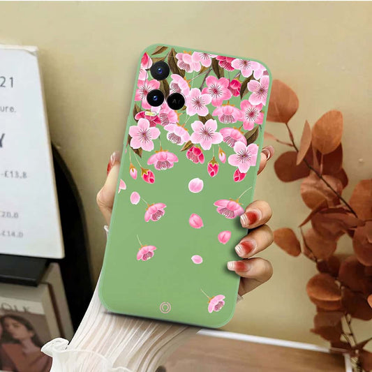 Vivo Y21e Cover - Light Green - D3 - ONation Nature Floral Series - HQ Liquid Silicone Soft Case