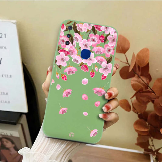 Vivo Y12 Cover - Light Green - D3 - ONation Nature Floral Series - HQ Liquid Silicone Soft Case