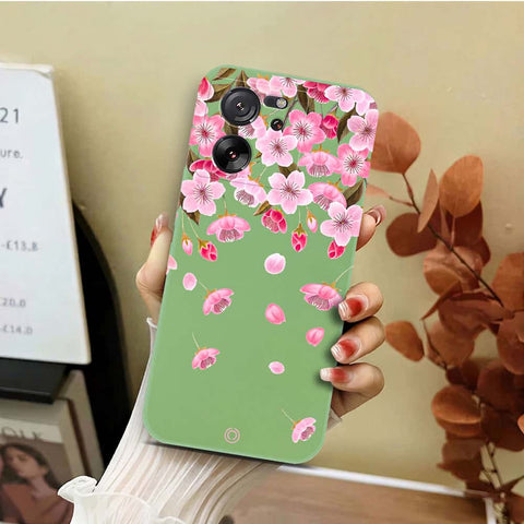 Xiaomi 13T Pro Cover - Light Green - D3 - ONation Nature Floral Series - HQ Liquid Silicone Soft Case