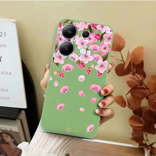 Xiaomi Redmi Note 13 Pro 4G  Cover - Light Green - D3 - ONation Nature Floral Series - HQ Liquid Silicone Soft Case