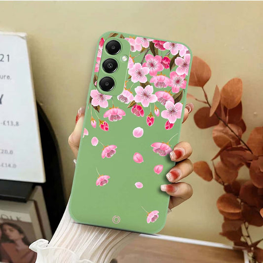 Samsung Galaxy A15 5G Cover - Light Green - D3 - ONation Nature Floral Series - HQ Liquid Silicone Soft Case