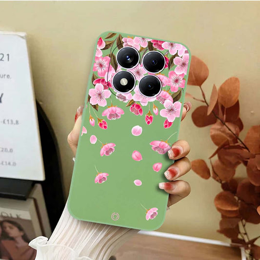 Xiaomi Redmi Note 14 Pro 4G Cover - Light Green - D3 - ONation Nature Floral Series - HQ Liquid Silicone Soft Case