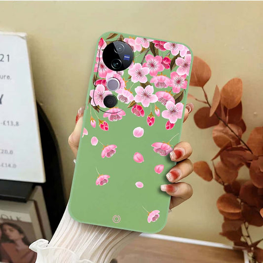 Vivo S19 Cover - Light Green - D3 - ONation Nature Floral Series - HQ Liquid Silicone Soft Case
