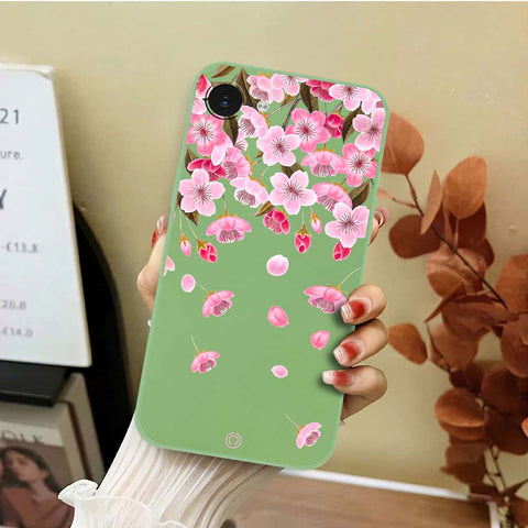 iPhone 16e Cover - Light Green - D3 - ONation Nature Floral Series - HQ Liquid Silicone Soft Case