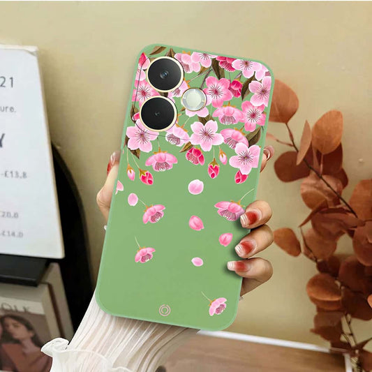 Oppo A5 Pro 4G Cover - Light Green - D3 - ONation Nature Floral Series - HQ Liquid Silicone Soft Case