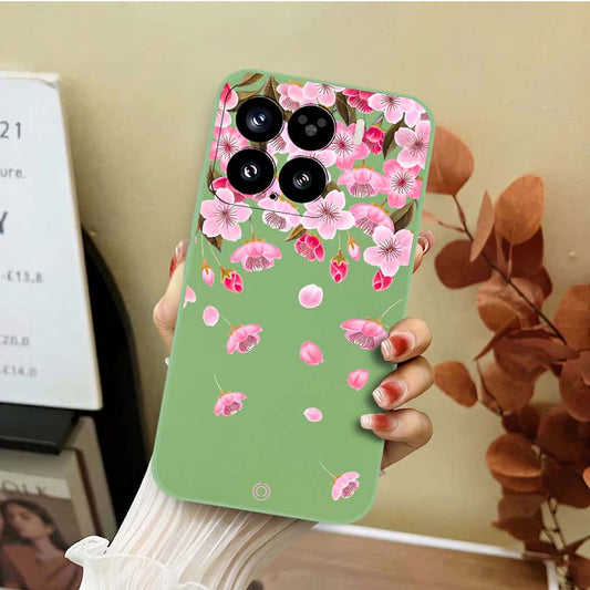 Xiaomi 15 Cover - Light Green - D3 - ONation Nature Floral Series - HQ Liquid Silicone Soft Case