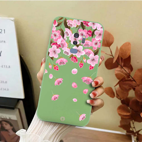Samsung Galaxy S9 Plus Cover - Light Green - D3 - ONation Nature Floral Series - HQ Liquid Silicone Soft Case