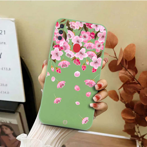 Samsung Galaxy M11 Cover - Light Green - D3 - ONation Nature Floral Series - HQ Liquid Silicone Soft Case