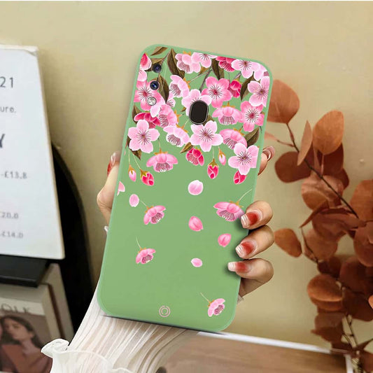 Samsung Galaxy A30 Cover - Light Green - D3 - ONation Nature Floral Series - HQ Liquid Silicone Soft Case