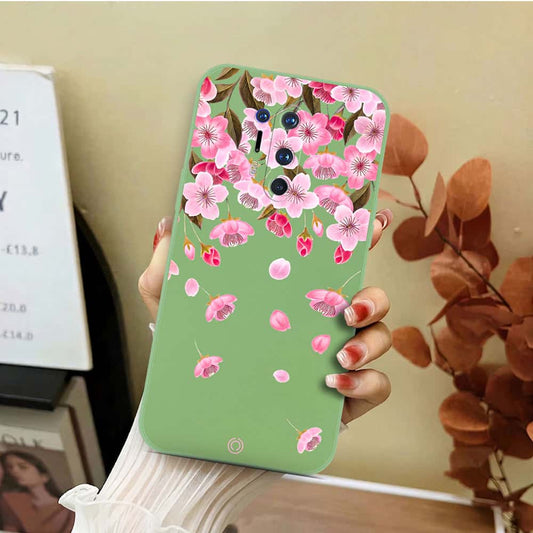 OnePlus 8 Pro Cover - Light Green - D3 - ONation Nature Floral Series - HQ Liquid Silicone Soft Case