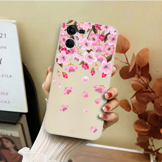 Oppo Reno 7 Lite Cover - Off White - D3 - ONation Nature Floral Series - HQ Liquid Silicone Soft Case