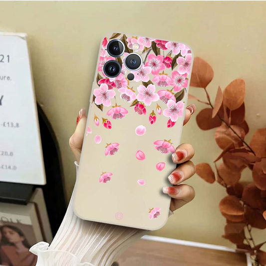 iPhone 13 Pro Cover - Off White - D3 - ONation Nature Floral Series - HQ Liquid Silicone Soft Case