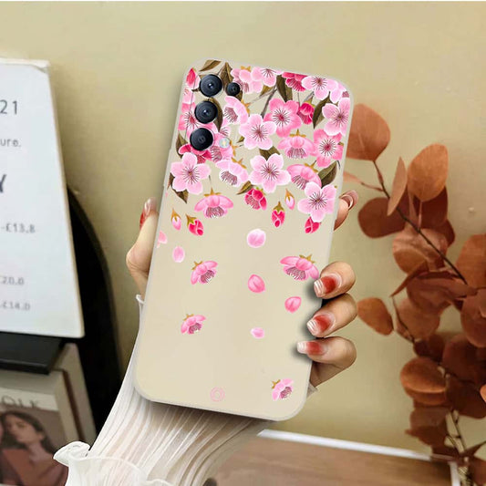 Oppo Reno 4 5G Cover - Off White - D3 - ONation Nature Floral Series - HQ Liquid Silicone Soft Case