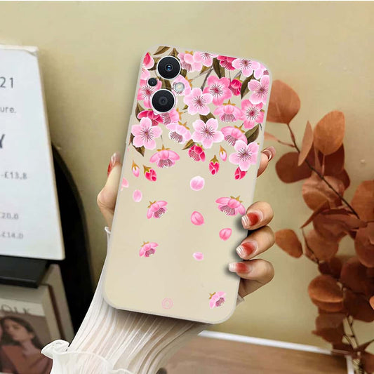 Oppo Find X3 Lite Cover - Off White - D3 - ONation Nature Floral Series - HQ Liquid Silicone Soft Case