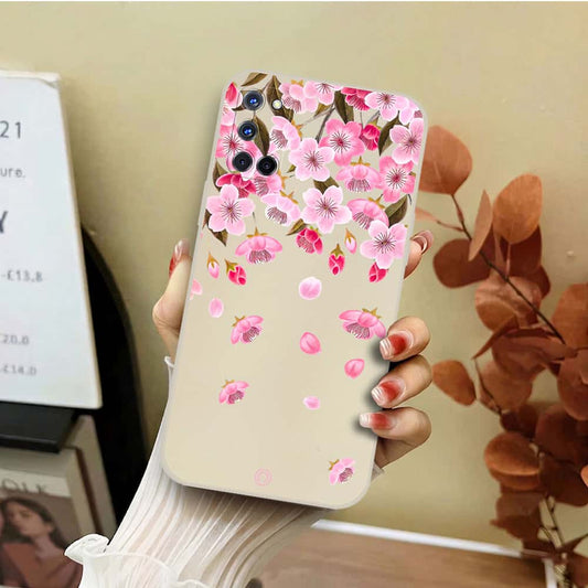Oppo A74 Cover - Off White - D3 - ONation Nature Floral Series - HQ Liquid Silicone Soft Case