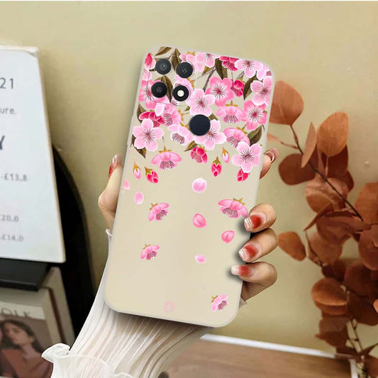 Oppo A36 Cover - Off White - D3 - ONation Nature Floral Series - HQ Liquid Silicone Soft Case