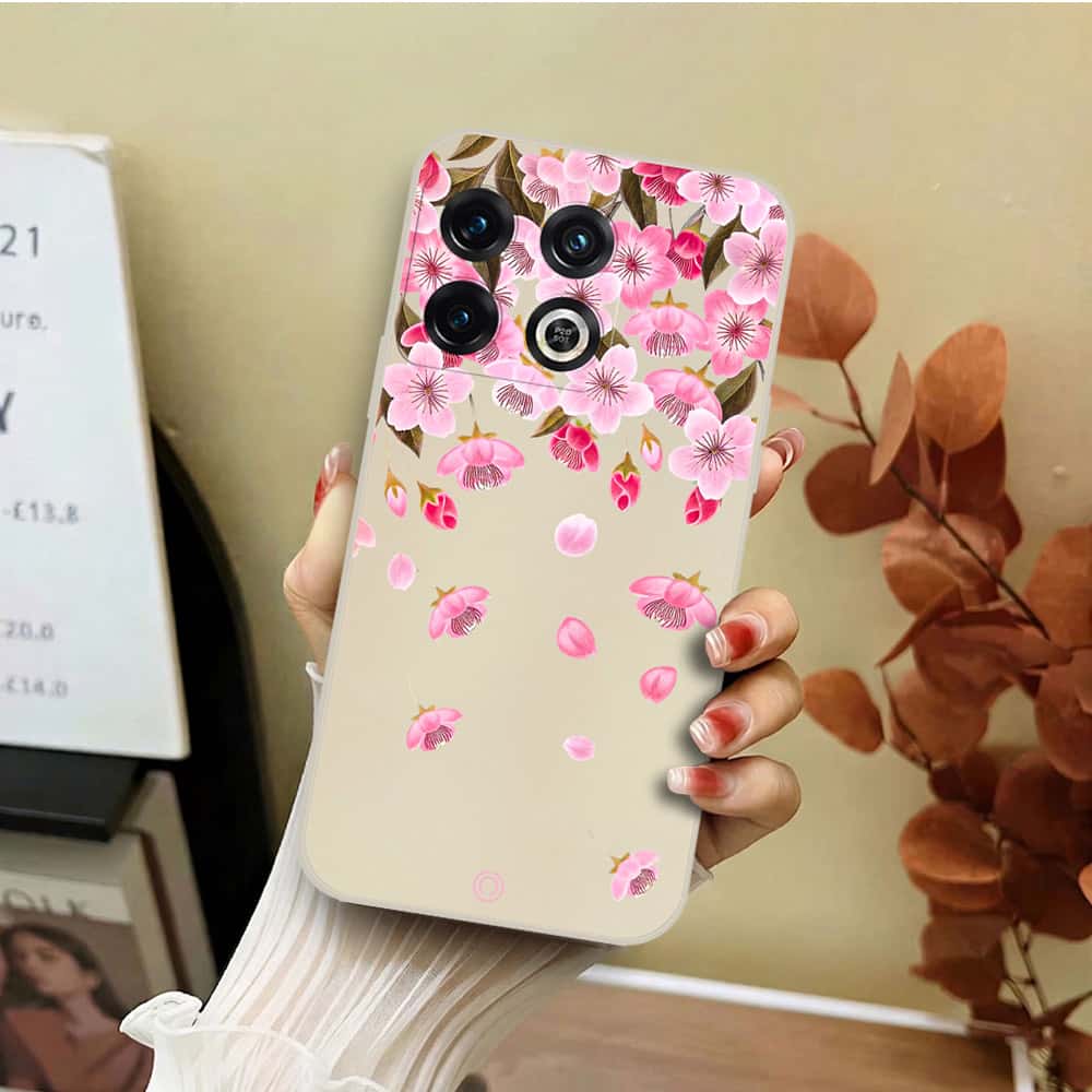 OnePlus Nord N20 5G Cover - Off White - D3 - ONation Nature Floral Series - HQ Liquid Silicone Soft Case