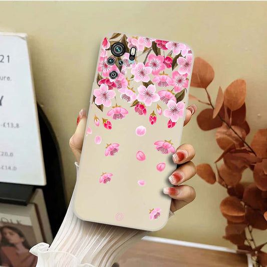 Xiaomi Redmi Note 10 4G Cover - Off White - D3 - ONation Nature Floral Series - HQ Liquid Silicone Soft Case